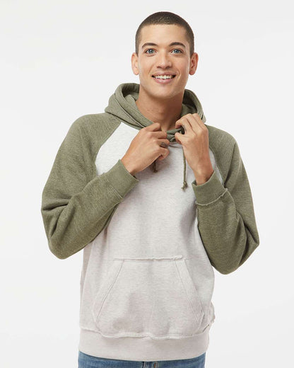 J. America Men's Vintage Heather Hooded Sweatshirt 8885 #colormdl_Oatmeal Heather/ Army Heather