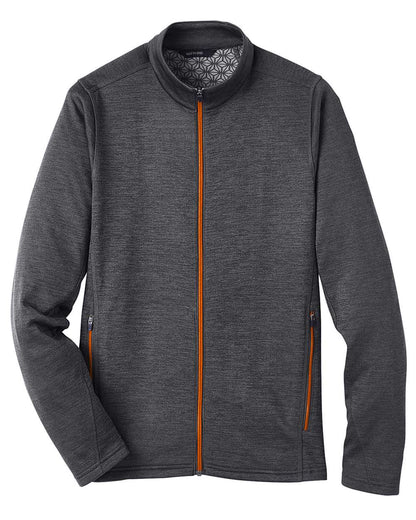 North End Men's Flux 2.0 Full-Zip Jacket NE712 #color_Black Heather/ Orange Soda