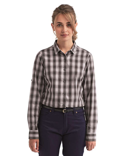 Artisan Collection by Reprime Women's Mulligan Check Cotton Dress Shirt RP350 #colormdl_Steel/ Black