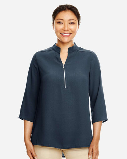 Devon & Jones Women's Perfect Fit™  Three-Quarter Sleeve Crepe Tunic DP611W #colormdl_Navy