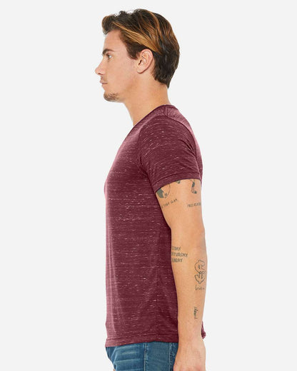 BELLA + CANVAS Unisex Textured Jersey V-Neck Tee 3655 #colormdl_Maroon Marble