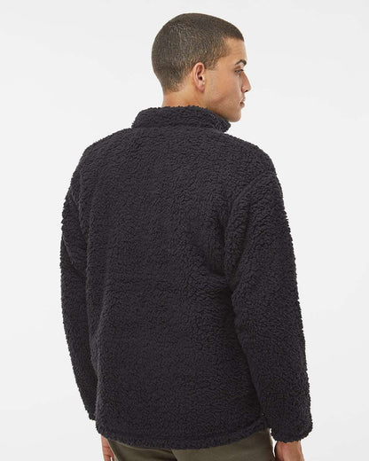 J. America Men's Sherpa Quarter-Zip Pullover 8454 #colormdl_Black