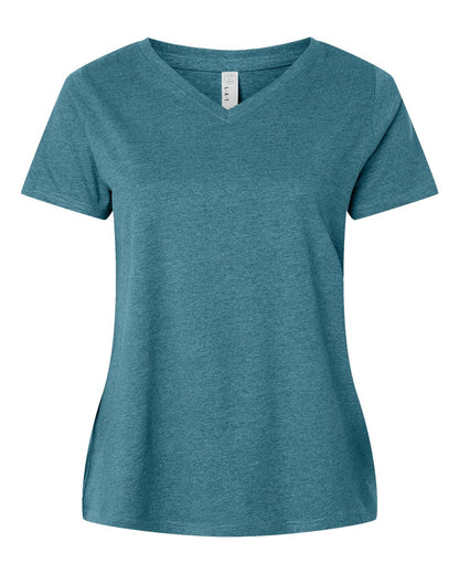 LAT Women's Curvy Collection Fine Jersey V-Neck Tee 3817 #color_Surf Blackout
