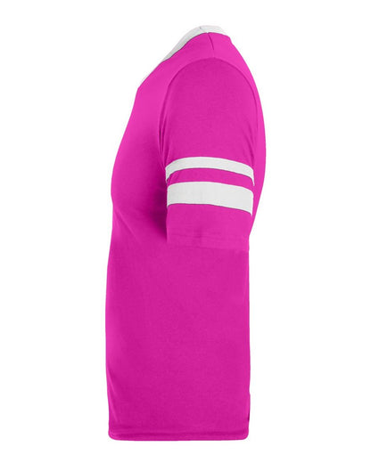 Augusta Sportswear V-Neck Jersey with Striped Sleeves 360 #color_Power Pink/ White