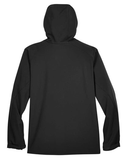 North End Men's Prospect Two-Layer Fleece Bonded Soft Shell Hooded Jacket 88166 #color_Black