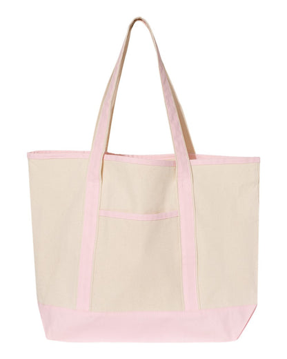 Q-Tees 34.6L Large Canvas Deluxe Tote Q1500 #color_Natural/ Light Pink
