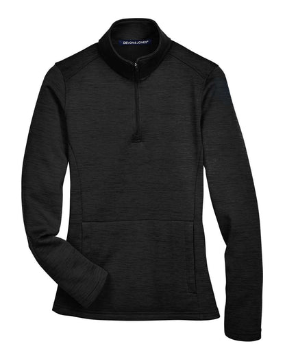 Devon & Jones Women's Newbury Mélange Fleece Quarter-Zip Pullover DG798W #color_Black Heather
