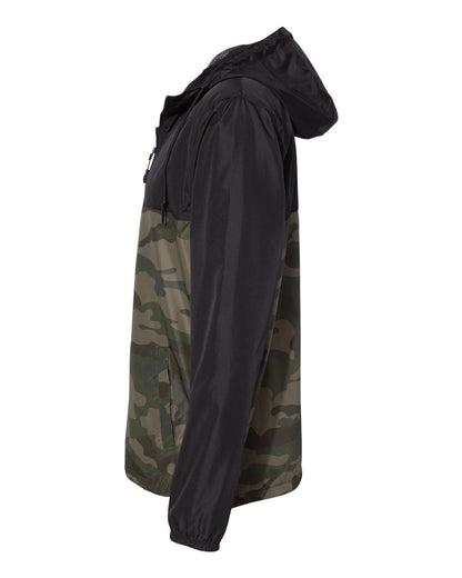Independent Trading Co. Men's Lightweight Windbreaker Full-Zip Jacket EXP54LWZ #color_Black/ Forest Camo