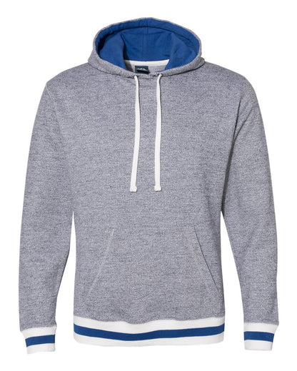 J. America Unisex Peppered Fleece Lapover Hooded Sweatshirt 8701 #color_Pepper/ Royal