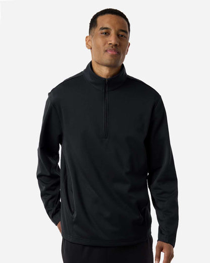Team 365 Unisex Squad Cadet Quarter-Zip Tech Fleece Pullover TT401 #colormdl_Black