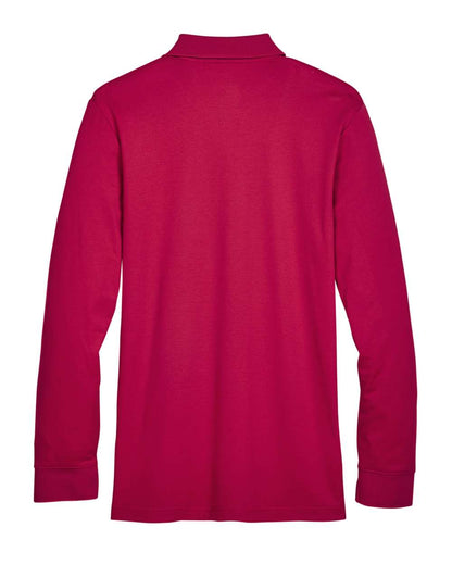 Devon & Jones Men's Tall CrownLux Performance® Plaited Long Sleeve Polo DG20LT #color_Red
