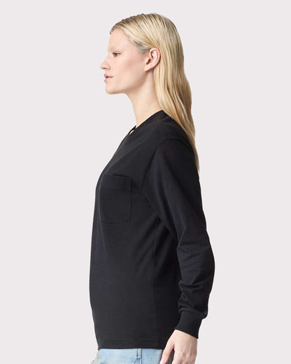 American Apparel Unisex Super Heavyweight Long Sleeve Pocket Tee 9410 #colormdl_Black
