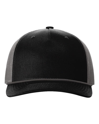 Richardson Five-Panel Trucker with Rope Cap 112FPR #color_Black/ Charcoal