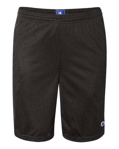 Champion Unisex Polyester Mesh 9" Shorts with Pockets S162 #color_Black