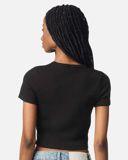 American Apparel Women's Baby Rib Cropped Tee BR210 #colormdl_Black