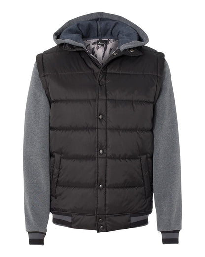 Burnside Men's Nylon Vest with Fleece Sleeves 8701 #color_Black/ Charcoal