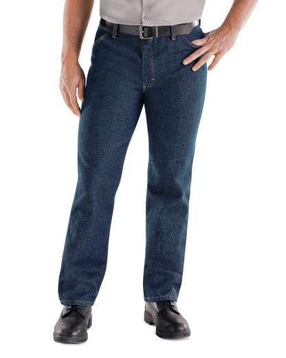 Red Kap Men's Extended Sizes Classic Work Jeans PD54EXT #colormdl_Prewashed Indigo - Unhemmed