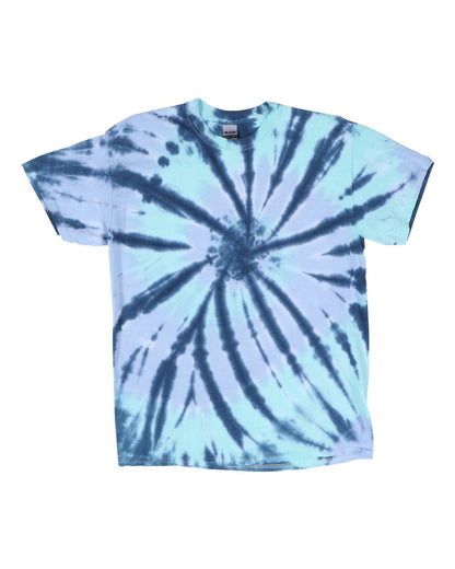 Dyenomite Rainbow Cut-Spiral Tie-Dyed T-Shirt 200TD #color_Bermuda