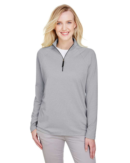 Devon & Jones Women's CrownLux Performance® Clubhouse Micro-Stripe Quarter-Zip Pullover DG480W #colormdl_Black