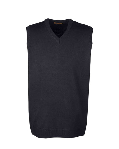 Harriton Men's Pilbloc™ V-Neck Sweater Vest M415 #color_Black