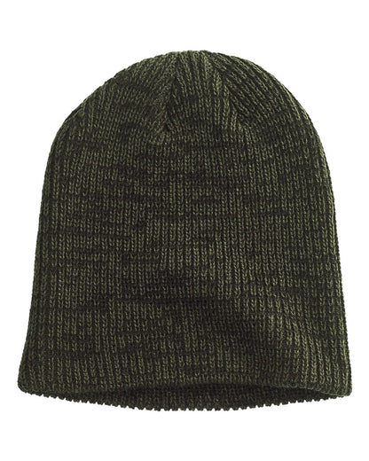 Big Accessories Ribbed Marled Beanie BA524 #color_Olive/ Black