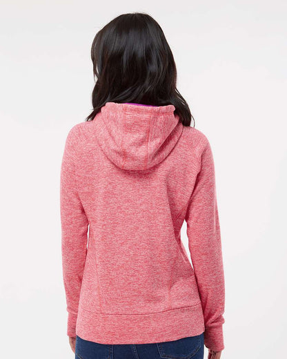 J. America Women’s Cosmic Fleece Hooded Sweatshirt 8616 #colormdl_Fire Coral/ Magenta