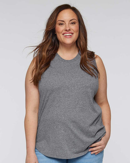LAT Women's Curvy Relaxed Fine Jersey Tank 3892 #colormdl_Granite Heather