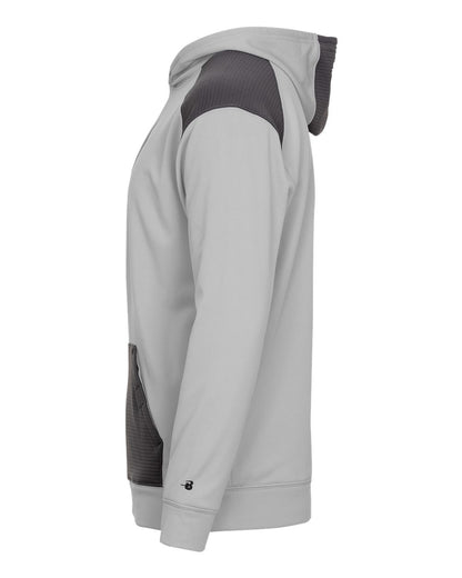 Badger Breakout Performance Fleece Hooded Sweatshirt 1440 #color_Silver/ Graphite