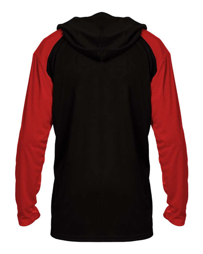 Badger Men's Breakout Hooded Long Sleeve T-Shirt 4235 #color_Black/ Red