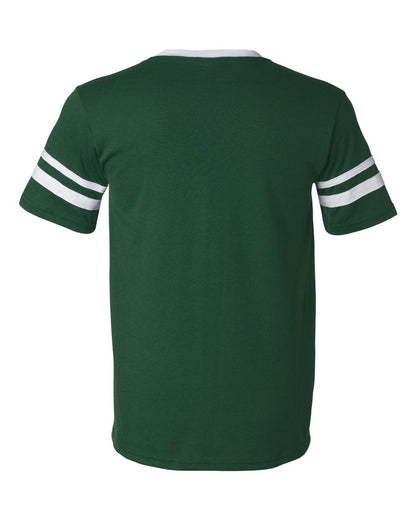 Augusta Sportswear V-Neck Jersey with Striped Sleeves 360 #color_Dark Green/ White