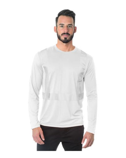 Bayside Unisex USA-Made Hi-Visibility Long Sleeve Performance T-Shirt - Segmented Tape 3740 #color_White