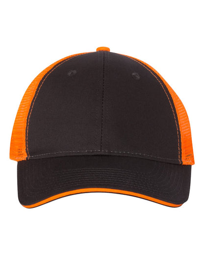 Valucap Sandwich Trucker Cap S102 #color_Charcoal/ Neon Orange