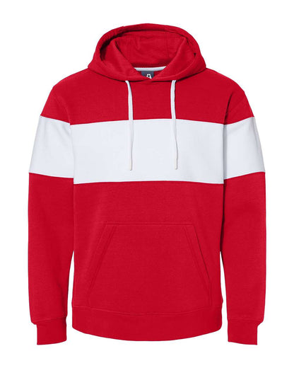 J. America Men's Varsity Fleece Colorblocked Hooded Sweatshirt 8644 #color_Red