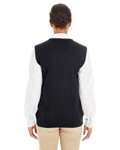 Harriton Women's Pilbloc™ V-Neck Sweater Vest M415W #colormdl_Black