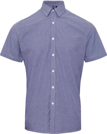 Artisan Collection by Reprime Men's Microcheck Gingham Cotton Shirt RP221 #color_Navy/ White