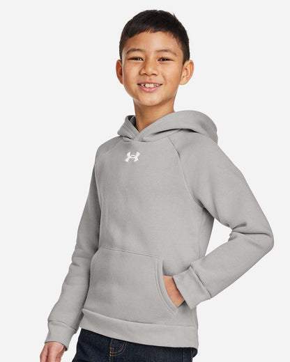 Under Armour Youth Rival Fleece Hooded Sweatshirt 1379792 #colormdl_Mod Grey Light Heather/ White