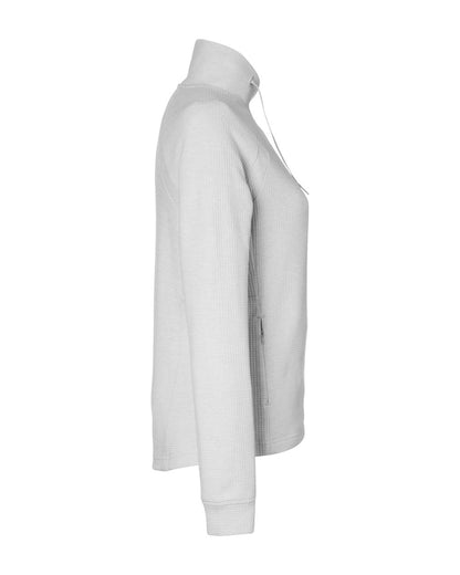 North End Women's Rhythm Waffle Cross-Neck Pullover NE200W #color_Platinum