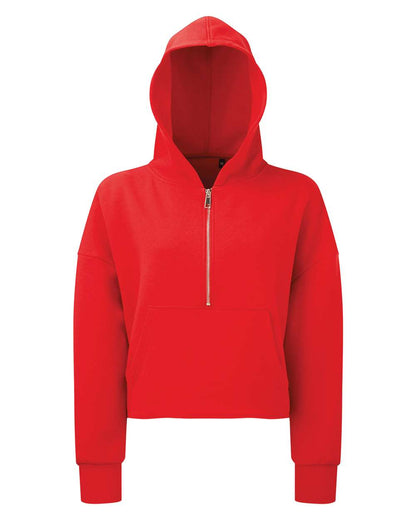TriDri Women's Alice Half-Zip Hooded Sweatshirt TD077 #color_Fire Red