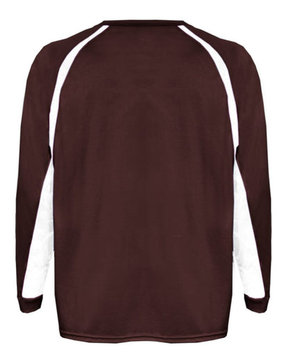 Badger Youth B-Core Hook Long Sleeve T-Shirt 2154 #color_Maroon/ White