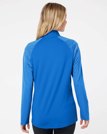 Adidas Women's Stripe Block Quarter-Zip Pullover A521 #colormdl_Glory Blue