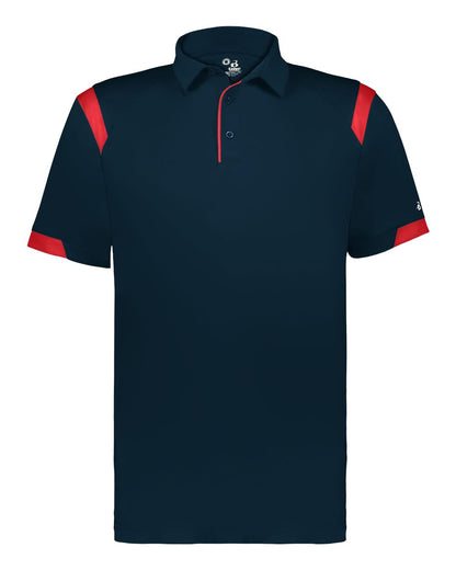Badger Men's On the Rise Polo 3350 #color_Navy/ Red