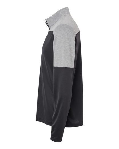 Adidas Men's Ultimate365 Lightweight Colorblocked Quarter-Zip Pullover A552 #color_Black/ Grey Three Melange