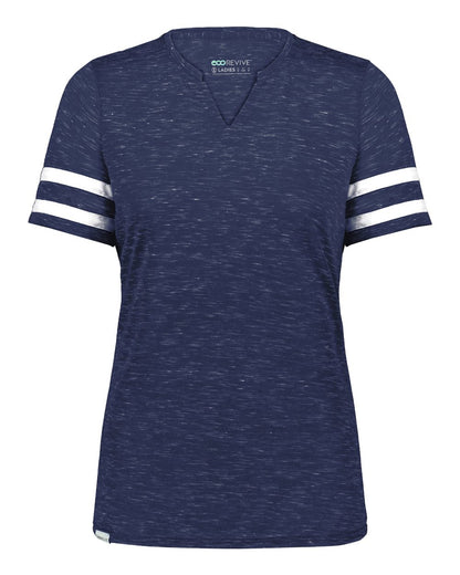 Holloway Women's Eco Revive™ Monterey V-Neck T-Shirt 223245 #color_Navy Heather/ White