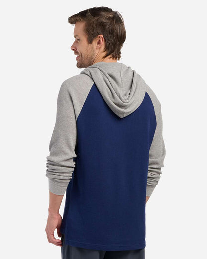 Boxercraft Unisex Waffle Knit Pullover Hooded Long Sleeve T-Shirt BM3702 #colormdl_Navy/ Oxford Heather