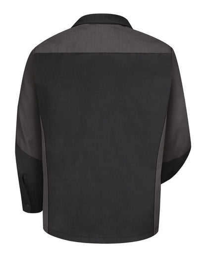 Red Kap Men's Long Sleeve Automotive Crew Shirt SY10 #color_Black/ Charcoal