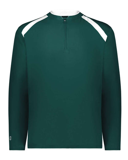 Holloway Men's Clubhouse Quarter-Zip Pullover 229595 #color_Dark Green/ White