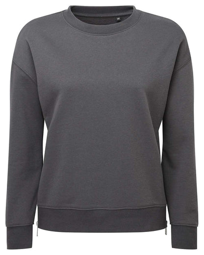 TriDri Women's Billie Side-Zip Crewneck Sweatshirt TD600 #color_Charcoal
