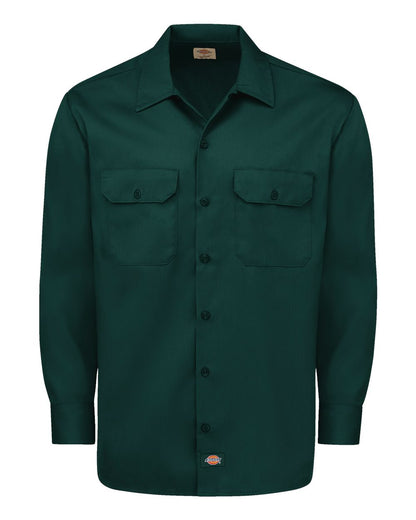 Dickies Men's Tall Long Sleeve Work Shirt 5574T #color_Hunter Green