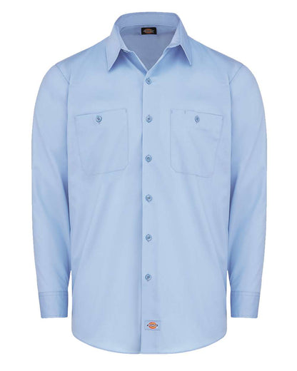 Dickies Men's Tall Industrial Worktech Ventilated Long Sleeve Work Shirt LL51T #color_Light Blue