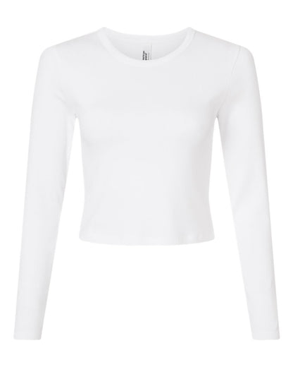 American Apparel Women's Baby Rib Long Sleeve Cropped Tee BR2107 #color_White